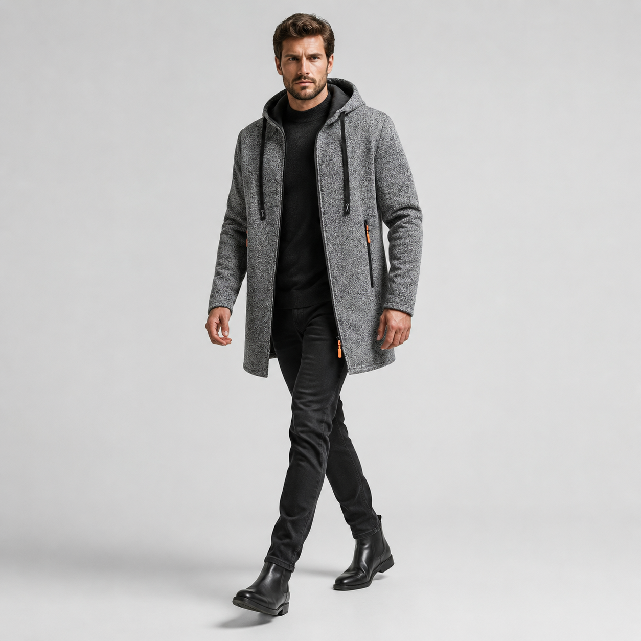 Men’s Hooded Longline Jacket – Fleece Winter Coat | Legacy
